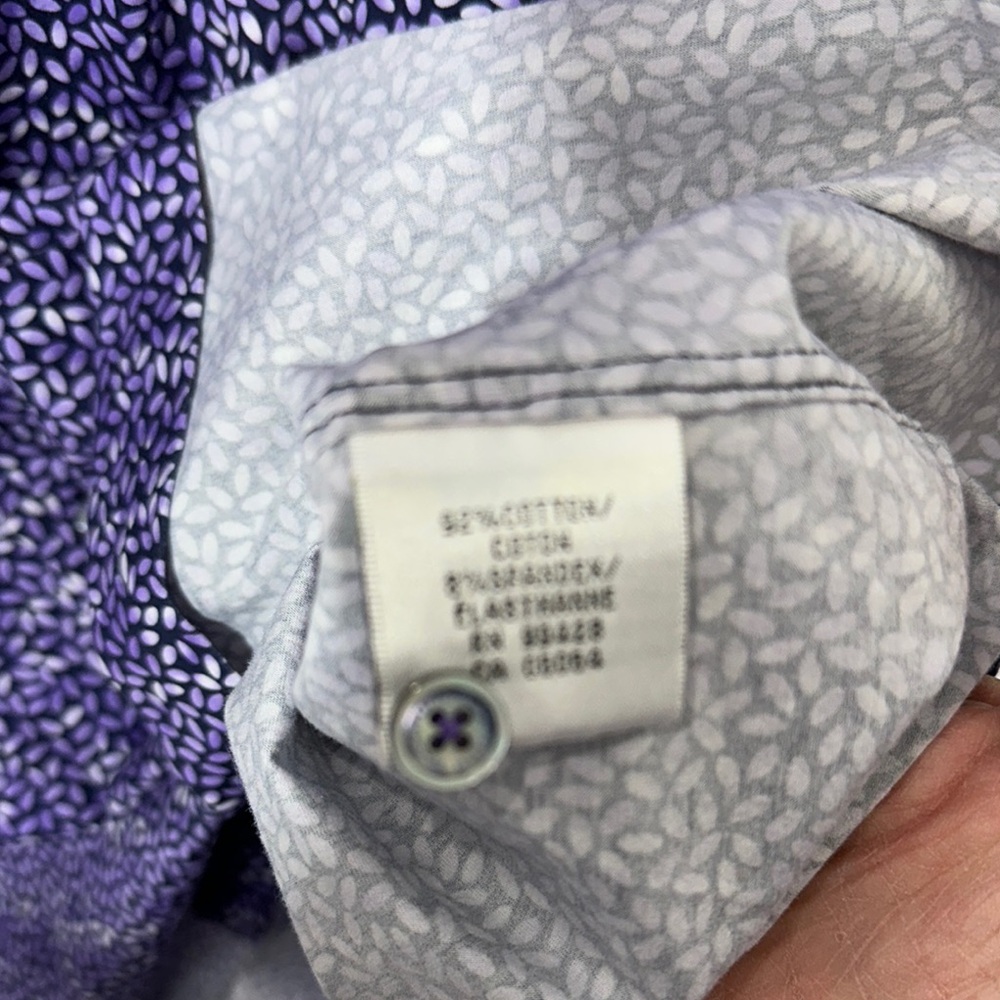 Bugatchi Blue/Purple Patterned Men's Shirt Size XL - Picture 4 of 6